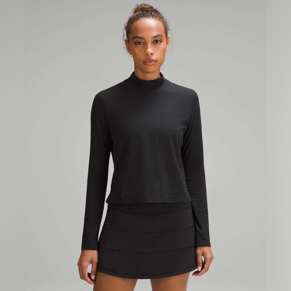 Lululemon Classic-Fit Cotton-Blend Mockneck Long-Sleeve Oversized Crop Shirt